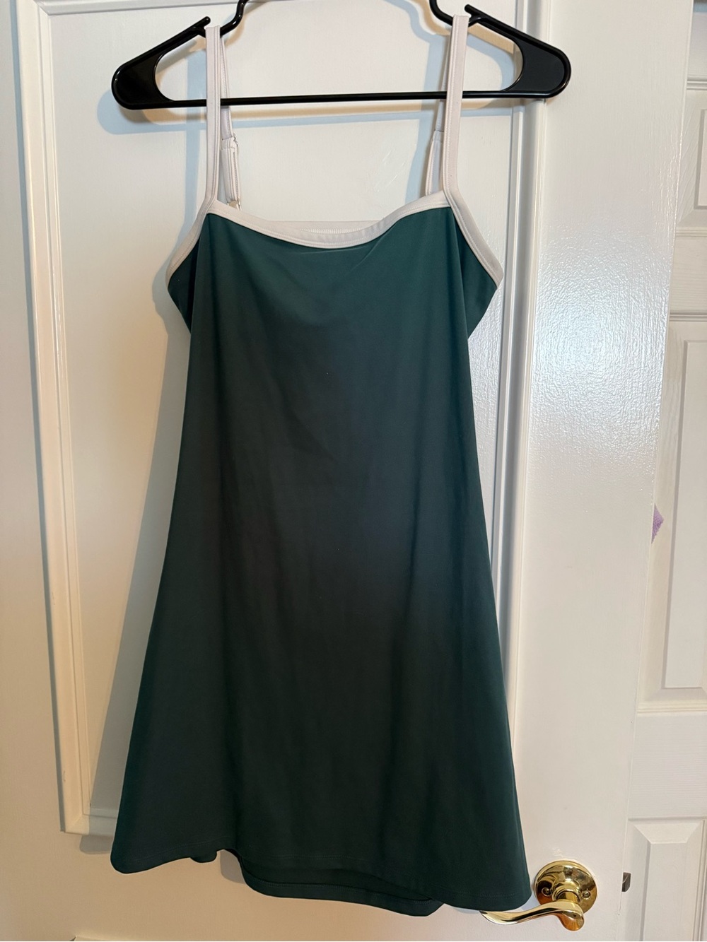 Women's Forest Green Active Dress with white trim